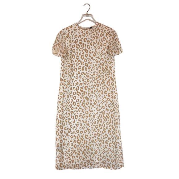Jenni Kayne Womens 100% Silk Midi Shift T-Shirt Dress Size XS Cheetah Minimalist - Picture 3 of 10